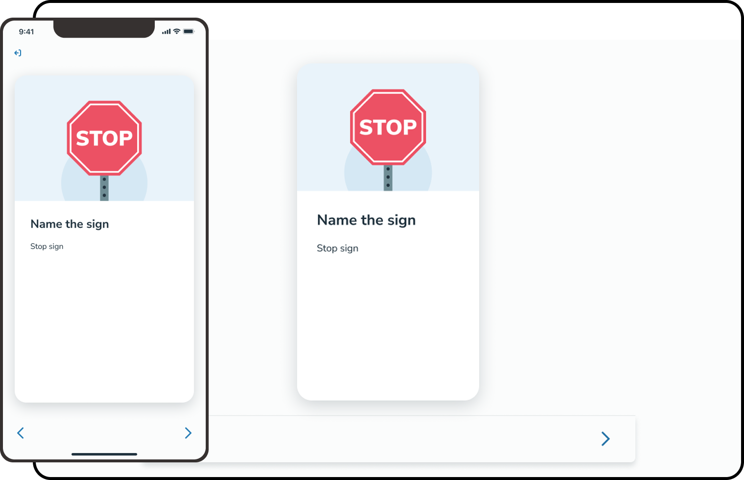 Flashcards case study final design shown on a phone and desktop screen